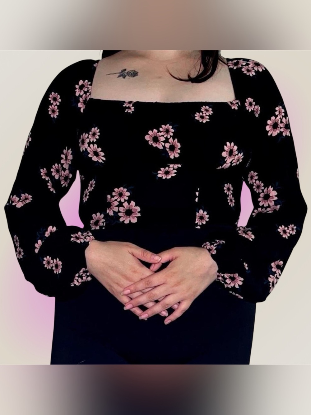Wild Fable black floral top.